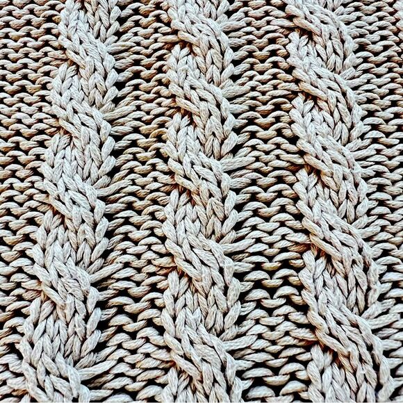 Leo and Nicole Cotton Cable Knit Light Mocha Fisherman Sweater SZ XL - Picture 13 of 15